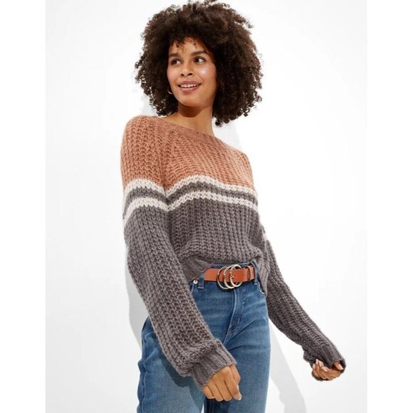 Cozy Brown and Gray Women's Sweater - Picture 9 of 10